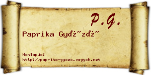 Paprika Győző névjegykártya